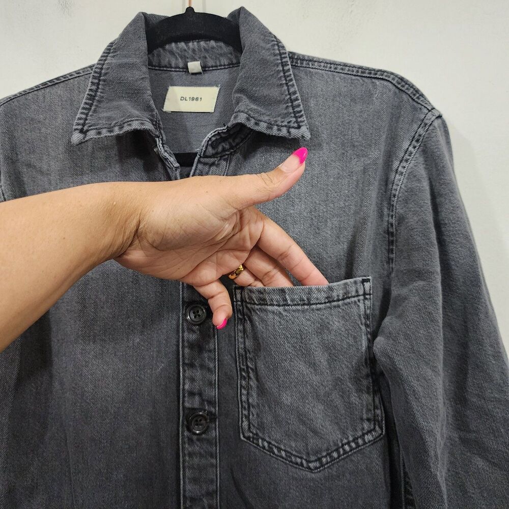 DL1961 Ines Utility Jumpsuit Washed Black Denim Cotton Tencel Womens Size M - Picture 10 of 16